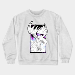 white moose in northern lights Crewneck Sweatshirt